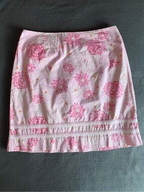 Lilly Pulitzer Pink Floral Cotton Mini Skirt